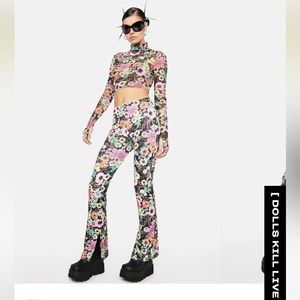 AFRM Noir Garden Irena Flare Pants
